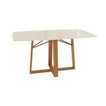 Mesa Multiuso Cozinha Elma Premium Madeira Maciça c/ Tampo Madeirado c/ Vidro 170x90cm Carvalho/Off White - Kappesberg Mesa Multiuso Cozinha Elma Premium Madeira Maciça c/ Tampo Madeirado c/ Vidro 170x90cm Carvalho/Off White - Kappesberg