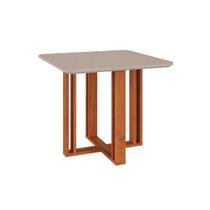 Mesa Multiuso Cozinha Flora c/ Tampo Madeirado c/ Vidro 95x95cm Cinamomo/Off White - Cimol Mesa Multiuso Cozinha Flora c/ Tampo Madeirado c/ Vidro 95x95cm Cinamomo/Off White - Cimol