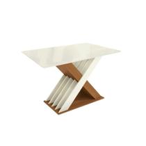 Mesa Multiuso Cozinha Graviola c/ Tampo Madeirado c/ Vidro 120x80cm Canela/Off White/Vidro Off White - Kappesberg Mesa Multiuso Cozinha Graviola c/ Tampo Madeirado c/ Vidro 120x80cm Canela/Off White/Vidro Off White - Kappesberg