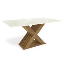 Mesa Multiuso Cozinha Graviola c/ Tampo Madeirado c/ Vidro 160x90cm Freijó/Off White - Kappesberg Mesa Multiuso Cozinha Graviola c/ Tampo Madeirado c/ Vidro 160x90cm Freijó/Off White - Kappesberg