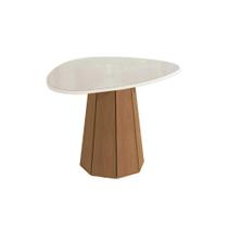 Mesa Multiuso Cozinha Jade c/ Tampo Madeirado c/ Vidro 135x105cm Canela/Vidro Off White - Kappesberg Mesa Multiuso Cozinha Jade c/ Tampo Madeirado c/ Vidro 135x105cm Canela/Vidro Off White - Kappesberg