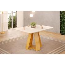 Mesa Multiuso Cozinha Kiara c/ Tampo Madeirado c/ Vidro Curvo 120x90cm Cedro/Off White - DJ Móveis Mesa Multiuso Cozinha Kiara c/ Tampo Madeirado c/ Vidro Curvo 120x90cm Cedro/Off White - DJ Móveis