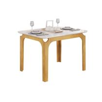 Mesa Multiuso Cozinha Marina c/ Tampo Madeirado c/ Vidro Curvo 120x80cm Cedro/Off White - DJ Móveis Mesa Multiuso Cozinha Marina c/ Tampo Madeirado c/ Vidro Curvo 120x80cm Cedro/Off White - DJ Móveis