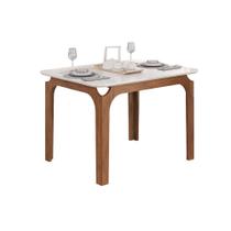 Mesa Multiuso Cozinha Marina c/ Tampo Madeirado c/ Vidro Curvo 120x80cm Freijo/Off White - DJ Móveis Mesa Multiuso Cozinha Marina c/ Tampo Madeirado c/ Vidro Curvo 120x80cm Freijo/Off White - DJ Móveis