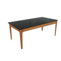 Mesa Multiuso Cozinha Mira Madeira Maciça c/ Tampo Madeirado c/ Vidro 200x100cm Carvalho/Preto fosco/Vidro preto - Kappesberg