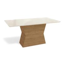 Mesa Multiuso Cozinha Tilia c/ Tampo Madeirado c/ Vidro 160x90cm Freijó/Off White - Kappesberg Mesa Multiuso Cozinha Tilia c/ Tampo Madeirado c/ Vidro 160x90cm Freijó/Off White - Kappesberg
