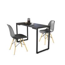Mesa Multiuso Porto Preto 120cm com 02 Cadeira Eiffel Preto - D'Rossi