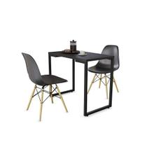 Mesa Multiuso Preto 90 Cm Com 02 Cadeiras Eiffel Preto