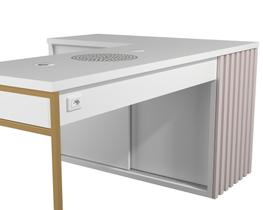 Mesa Nails Premium Ripado 167x117cm com Aspirador e Pé de Ferro - Branco/Rosa Mesa Nails Premium Ripado 167x117cm com Aspirador e Pé de Ferro - Branco/Rosa