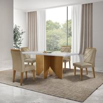Mesa Nancy 120 Tampo Mdf Canto Reto com 4 Cadeiras Hydra