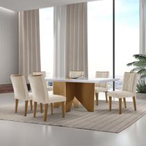 Mesa Nancy 180 Tampo Mdf Vidro/canto Reto com 6 Cadeiras Dandara