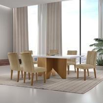 Mesa Nancy 180 Tampo Mdf Vidro Canto Reto com 6 Cadeiras Dandara