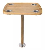 Mesa Náutica Madeira Para Lancha Barco 45 X 58 Cm Base INOX
