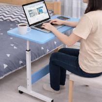 Mesa Notebook Azul Com Rodinhas, Altura Ajustável, Multiuso Para Estudo, Café da Manhã, Trabalho
