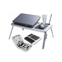 Mesa Notebook Com Cooler Dobrável Suporte Base Mouse Copo