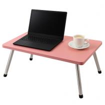 Mesa Notebook Rosa Suporte Dobrável Multiuso Apoio Sofá