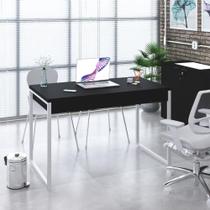 Mesa Office 120x60x75cm C/02 Gavetas Kuadra Preto ônix - Est.branca