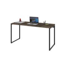 Mesa Office 150X60X75Cm Carvalho Dark Estrutura Preta