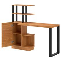 Mesa Office Cleveland 1 Porta cor Freijo com Preto Fosco 135 cm - 62334