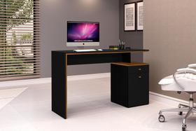 Mesa Office Escritório 1 Porta 1 Gaveta Preto com Nature - Rede Móveis Mesa Office Escritório 1 Porta 1 Gaveta Preto com Nature - Rede Móveis
