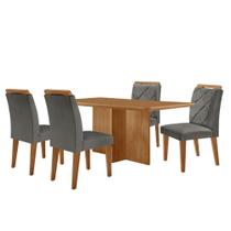 Mesa Olimpia 120 Mdf Com 4 Cadeiras Melissa Linho Grafite Naturalle Mesa Olimpia 120 Mdf Com 4 Cadeiras Melissa Linho Grafite Naturalle