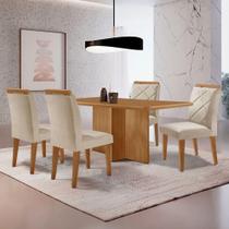 Mesa Olimpia 120 Mdf Com 4 Cadeiras Melissa Veludo Creme Naturalle
