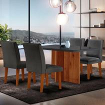 Mesa Olimpia 120 Mdf Vidro Canto Copo 4 Cadeiras Grecia