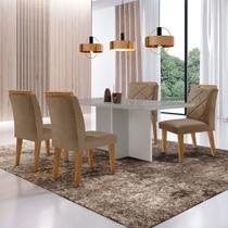 Mesa Olímpia 120cm Com 4 Cadeiras Melissa Moderna Mobilia Vel. Capuccino Off White Imbuia
