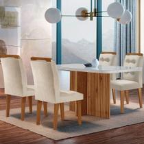 Mesa Olímpia 120cm Mdf Canto Copo Com 4 Cadeiras Carol