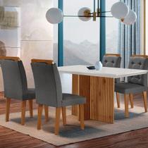 Mesa Olímpia 120cm Mdf Canto Reto Com 4 Cadeiras Carol