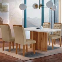 Mesa Olímpia 120cm Mdf Canto Reto Com 4 Cadeiras Carol