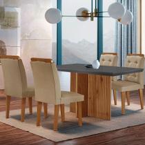 Mesa Olimpia 120cm Mdf Vidro Canto Copo Com 4 Cadeiras