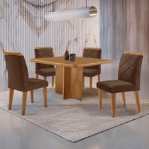 Mesa Olimpia 90 Mdf Canto Copo E Com 4 Cadeiras Melissa Veludo Marrom Naturalle Mesa Olimpia 90 Mdf Canto Copo E Com 4 Cadeiras Melissa Veludo Marrom Naturalle