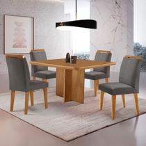 Mesa Olimpia 90 Mdf Com 4 Cadeiras Athenas Veludo Grafite Naturalle