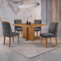 Mesa Olimpia 90 Mdf Com 4 Cadeiras Melissa Veludo Grafite Naturalle