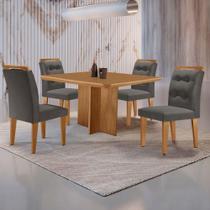 Mesa Olímpia 90cm Mdf Com 4 Cadeiras Carol Veludo Grafite Naturalle Mesa Olímpia 90cm Mdf Com 4 Cadeiras Carol Veludo Grafite Naturalle