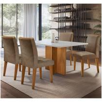 Mesa Olivia em Mdf 4 Cadeiras Marrom, Off White e Imbuia
