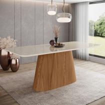 Mesa Olivia para 8 lugares Tampo 200cm com vidro Canto arredondado
