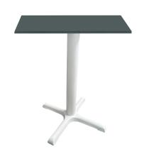Mesa Ômega Ferro Branco 74 cm (Alt) Base em X Tampo MDP Quadrado Grafito 80 cm (Larg) x 2,50cm (Alt)