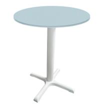Mesa Ômega Ferro Branco 74 cm (Alt) Base em X Tampo MDP Redondo Cinza 70 cm (Larg) x 2,50 cm (Alt) Mesa Ômega Ferro Branco 74 cm (Alt) Base em X Tampo MDP Redondo Cinza 70 cm (Larg) x 2,50 cm (Alt)