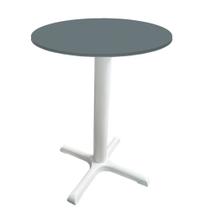 Mesa Ômega Ferro Branco 74 cm (Alt) Base em X Tampo MDP Redondo Grafito 60 cm (Larg) x 2,50 cm (Alt)