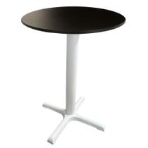 Mesa Ômega Ferro Branco 74 cm (Alt) Base em X Tampo MDP Redondo Preto 60 cm (Larg) x 2,50 cm (Alt) Mesa Ômega Ferro Branco 74 cm (Alt) Base em X Tampo MDP Redondo Preto 60 cm (Larg) x 2,50 cm (Alt)