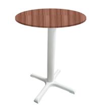 Mesa Ômega Ferro Branco 74 cm (Alt) Base em X Tampo MDP Redondo Walnut 60 cm (Larg) x 2,50 cm (Alt) Mesa Ômega Ferro Branco 74 cm (Alt) Base em X Tampo MDP Redondo Walnut 60 cm (Larg) x 2,50 cm (Alt)