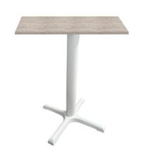 Mesa Ômega Ferro Branco 74 cm (Alt) Base X Tampo MDP Quadrado Castanheira 60cm (Larg) x 2,50cm (Alt) Mesa Ômega Ferro Branco 74 cm (Alt) Base X Tampo MDP Quadrado Castanheira 60cm (Larg) x 2,50cm (Alt)
