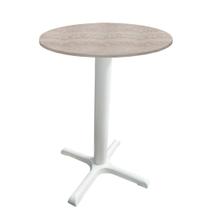 Mesa Ômega Ferro Branco 74cm (Alt) Base X Tampo MDP Redondo Castanheira 70cm (Larg) x 2,50cm (Alt) Mesa Ômega Ferro Branco 74cm (Alt) Base X Tampo MDP Redondo Castanheira 70cm (Larg) x 2,50cm (Alt)