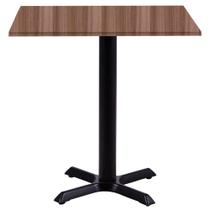 Mesa Ômega Ferro Preto 74 cm (Alt) Base em X Tampo MDP Quadrado 70 cm (Larg) x 2,50 cm (Alt) Walnut