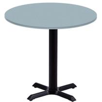 Mesa Ômega Ferro Preto 74 cm (Alt) Base em X Tampo MDP Redondo 70 cm (Larg) x 2,50 cm (Alt) Cinza