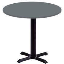 Mesa Ômega Ferro Preto 74 cm (Alt) Base em X Tampo MDP Redondo 70 cm (Larg) x 2,50 cm (Alt) Grafito