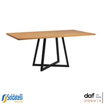 Mesa Orlando Aço Preto 180cm Tampo Castanho ou Mel - DAF Mobiliário