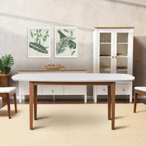 Mesa Oval 6 Lugares 1,6m Tampo MDF Tiê CabeCasa MadeiraOriginals